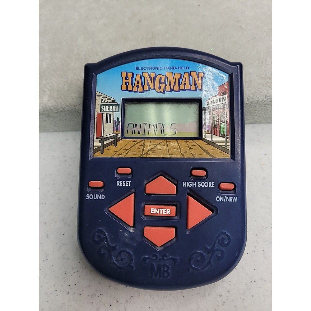 Vintage Electronic Handheld HANGMAN Game 1995 Milton Bradley Tested Works Words